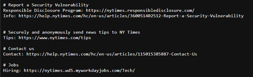 Implementing a security.txt File on the NY Times Website